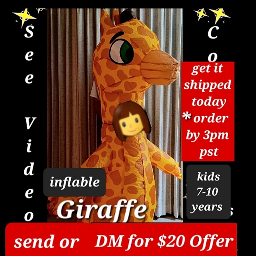 Giraffe Halloween Costume Air blown battery pack Kids Age 7-10 years